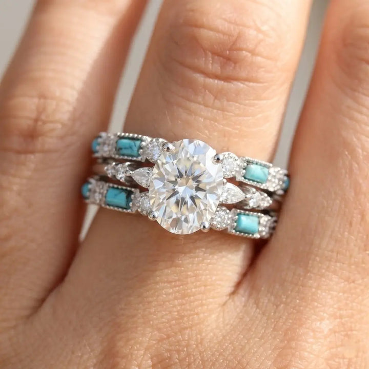 Moissanite Cluster Ring Set