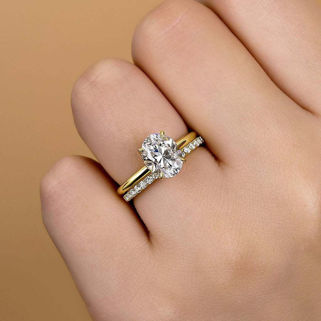Oval CZ Engagement Ring Set