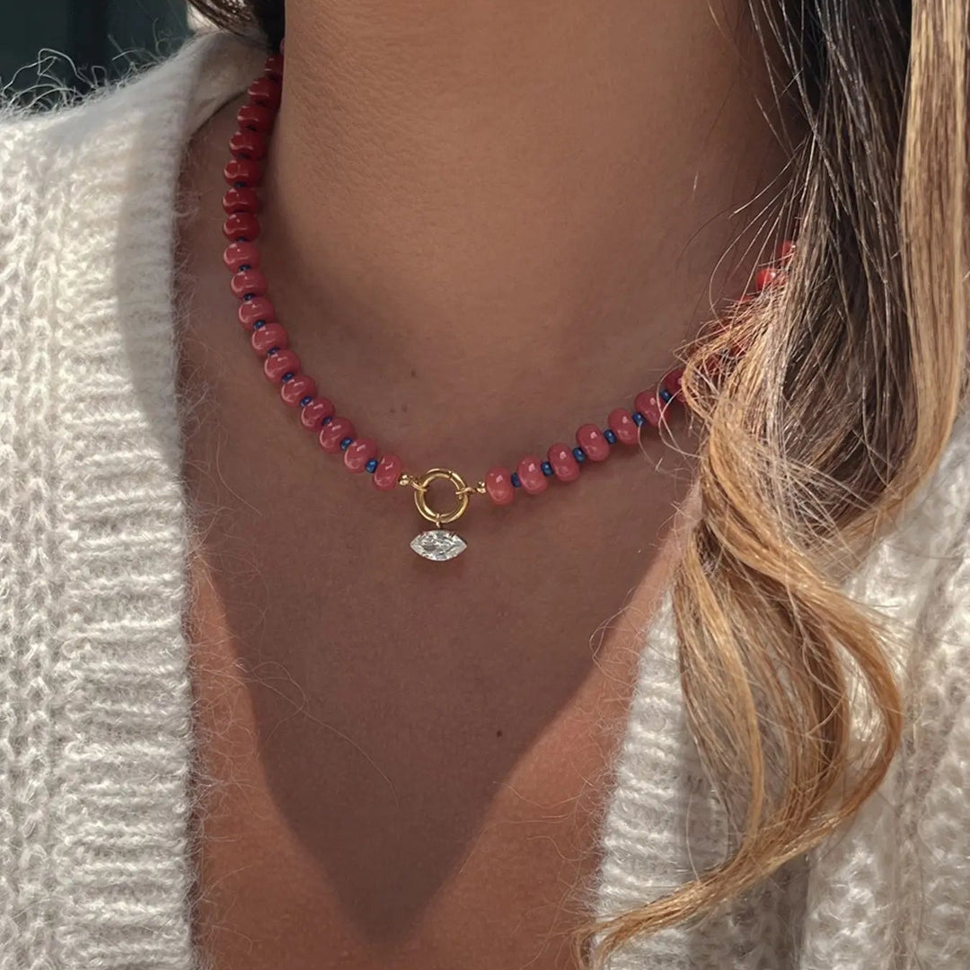 Stone Zircon Pendant Necklace