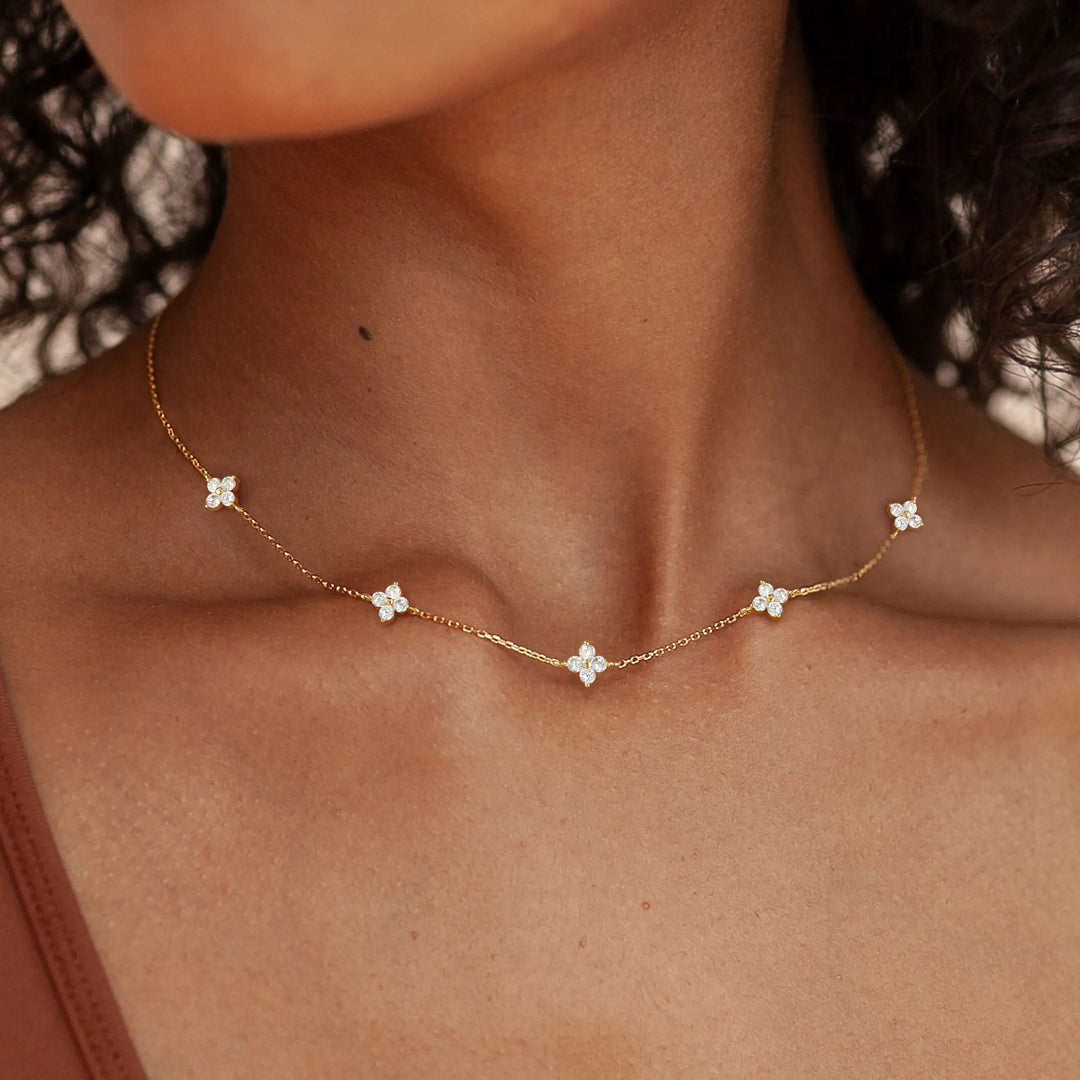 CZ Flower Collarbone Necklace