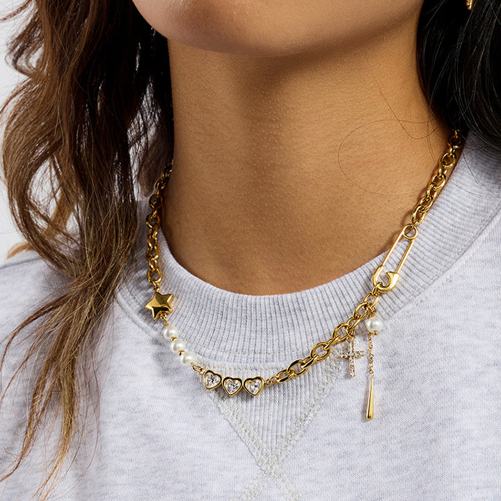 CZ Paperclip Necklace