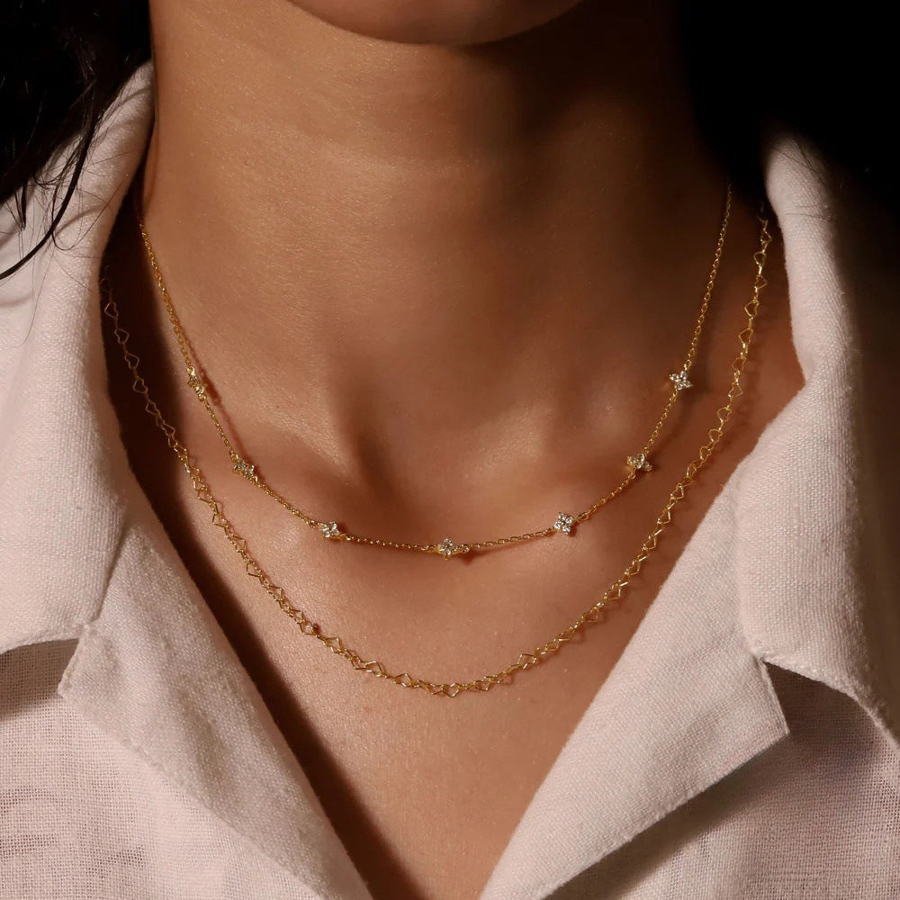 CZ Flower Collarbone Necklace