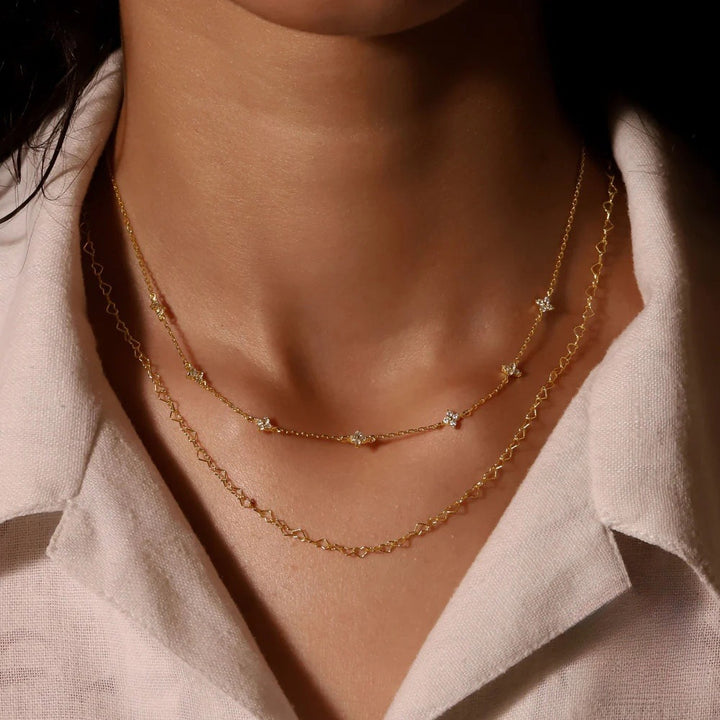CZ Flower Collarbone Necklace