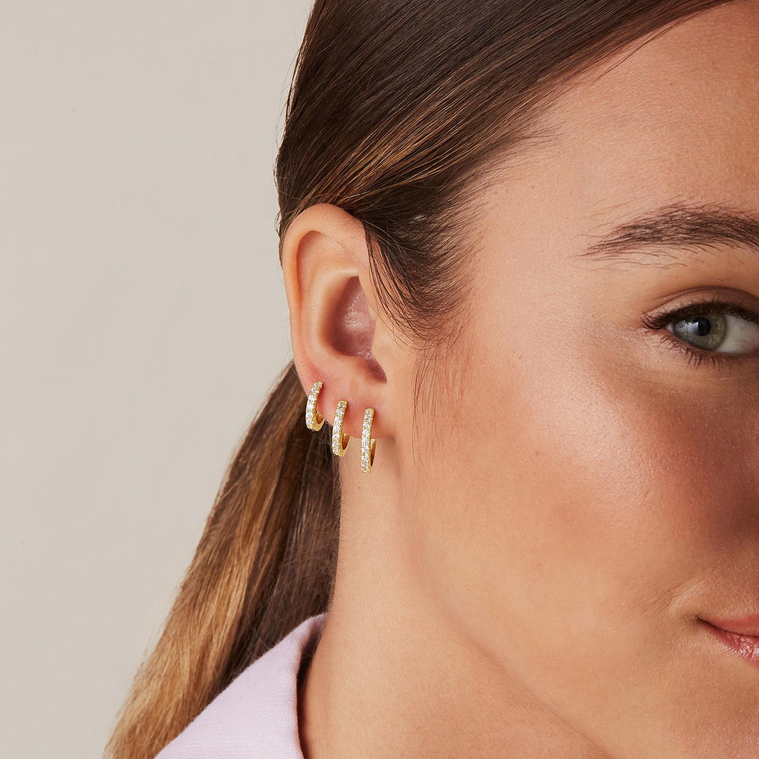 CZ Hoop Earrings Set