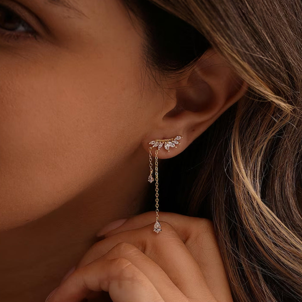 Zircon Tassel Drop Earrings