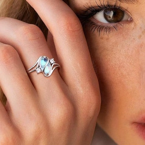 Iridescent Oval Crystal Ring