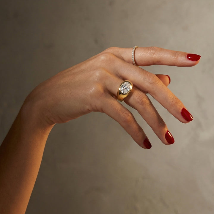 Oval Zircon Signet Ring