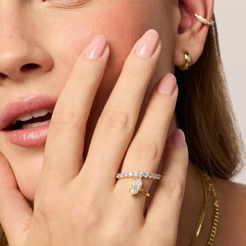Marquise-Cut Diamond Row Ring