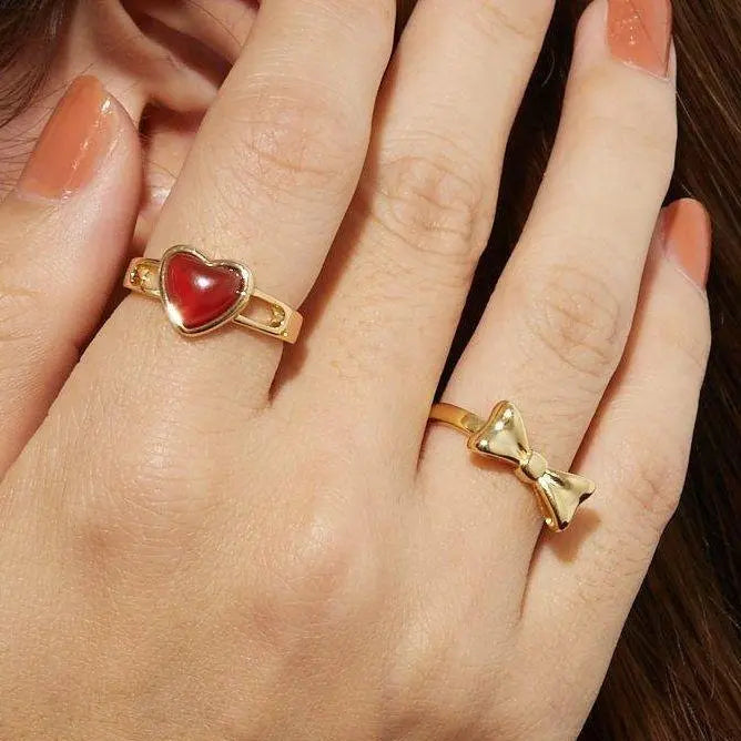 Natural Carnelian Heart Ring