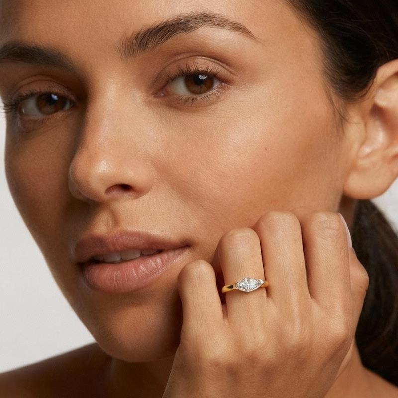 Marquise-Cut Moissanite Ring