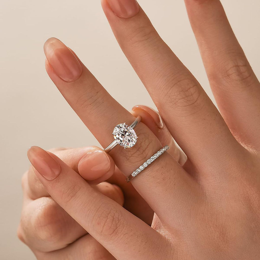 Oval CZ Engagement Ring Set