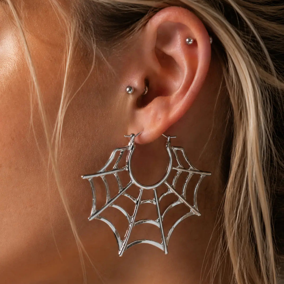 Spider Web Hoop Earrings