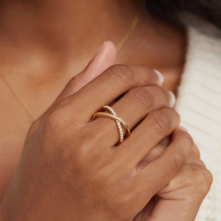 CZ Criss Cross Ring