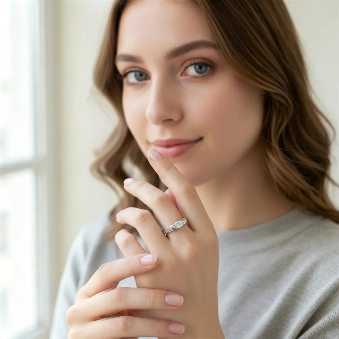 Marquise Moissanite Paved Ring