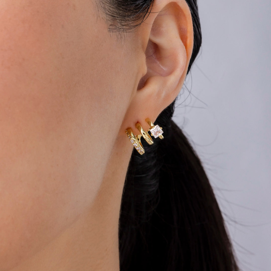 Triple Hoop CZ Earrings