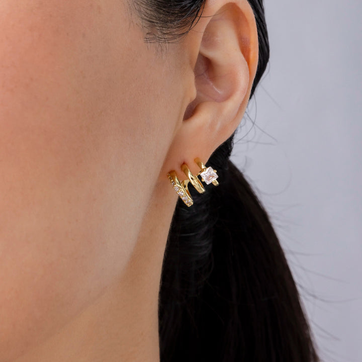 Triple Hoop CZ Earrings