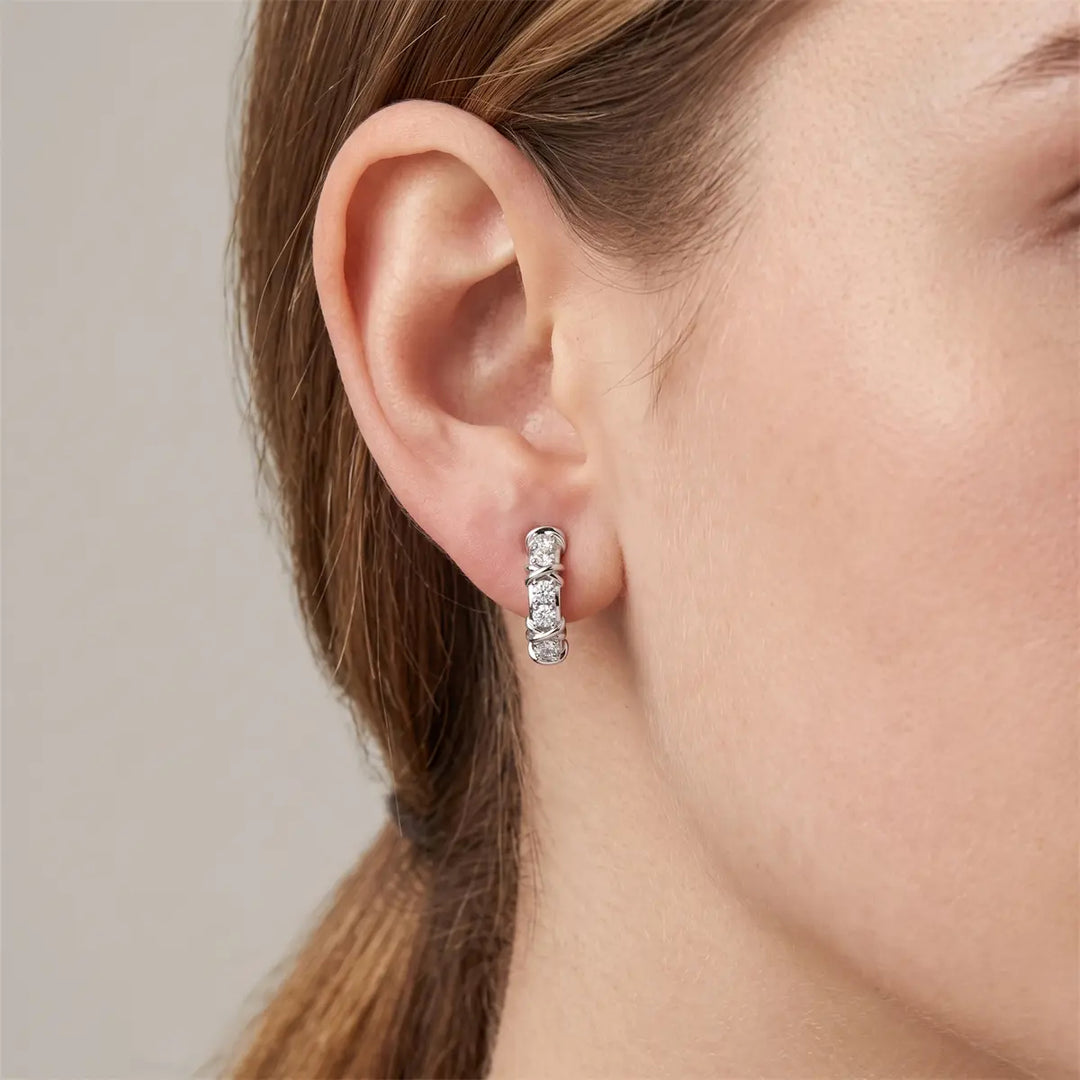 Moissanite Cross Hoop Earrings