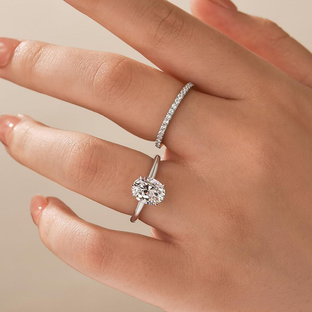 Oval CZ Engagement Ring Set