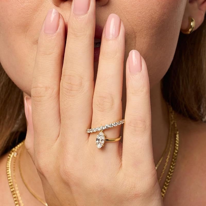 Marquise-Cut Diamond Row Ring