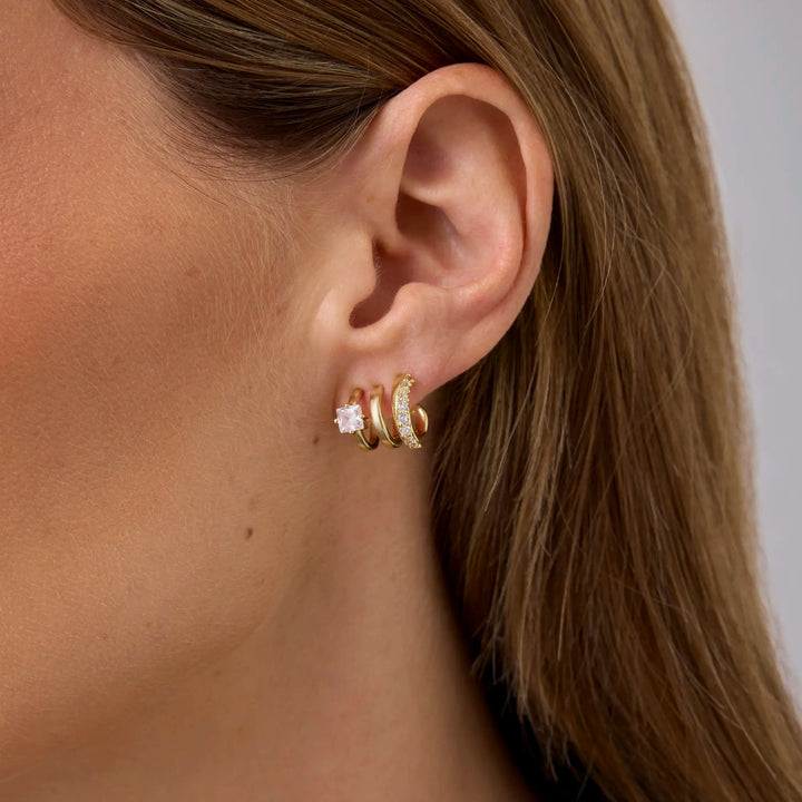 Triple Hoop CZ Earrings