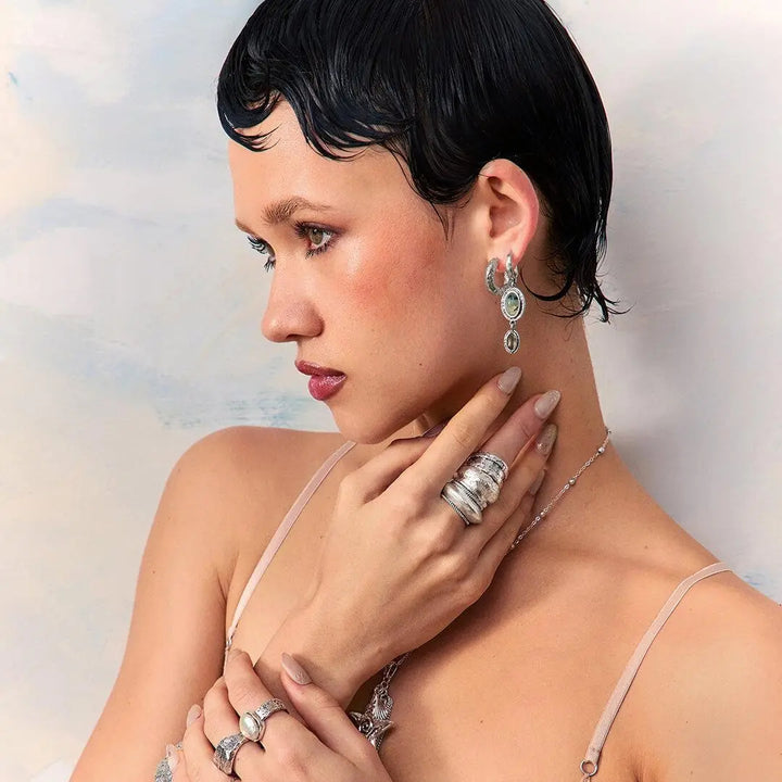 Natural Stone Disc Earrings