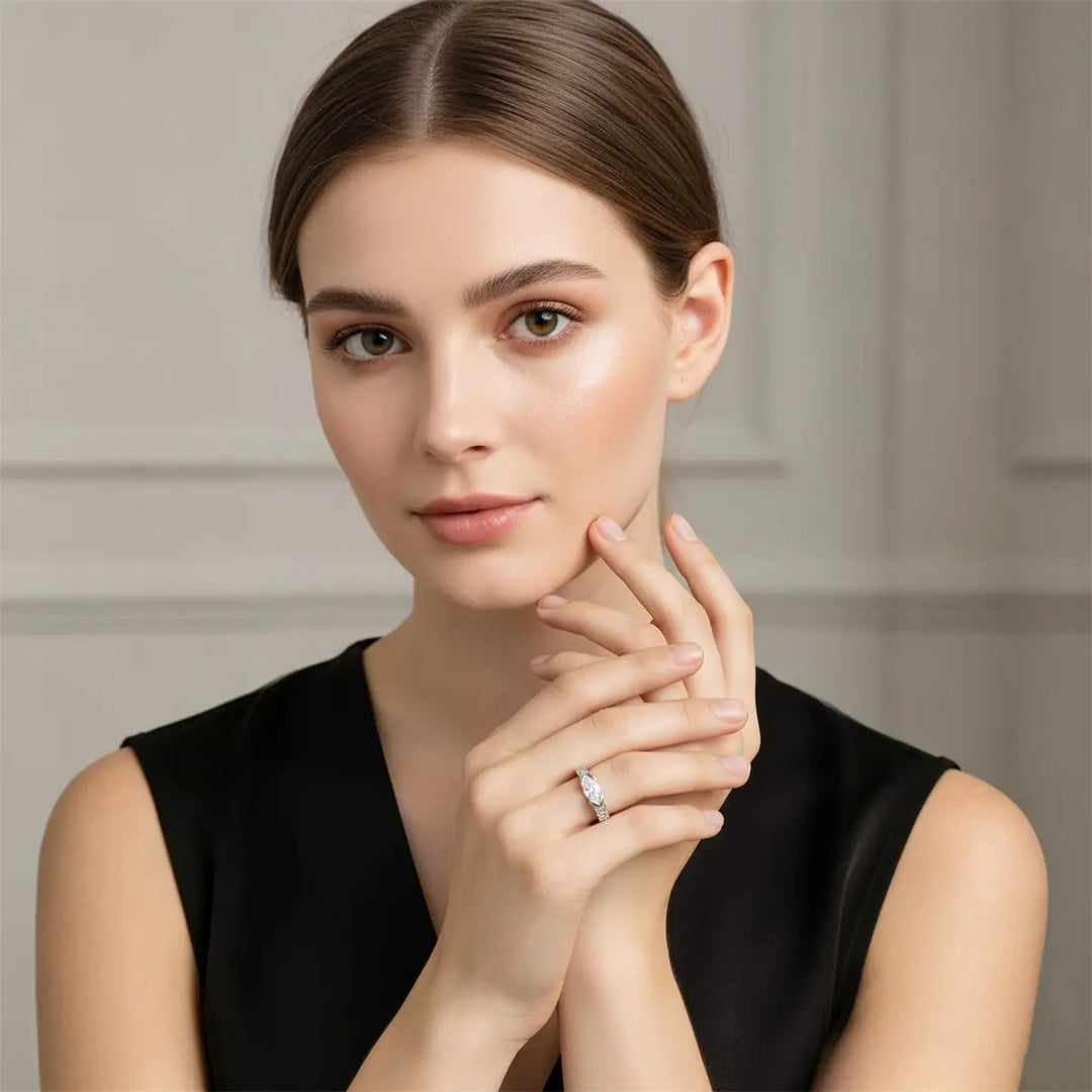 Marquise Moissanite Paved Ring