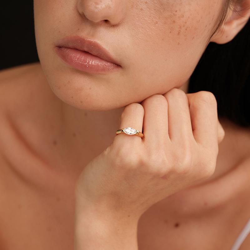 Marquise-Cut Moissanite Ring