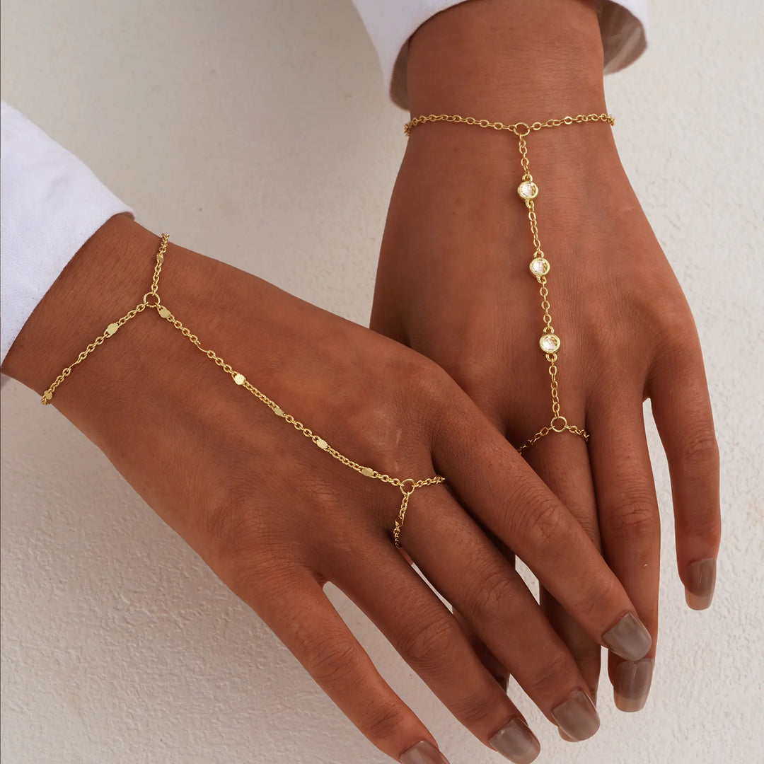 Stackable Hand Chain Bracelet Set