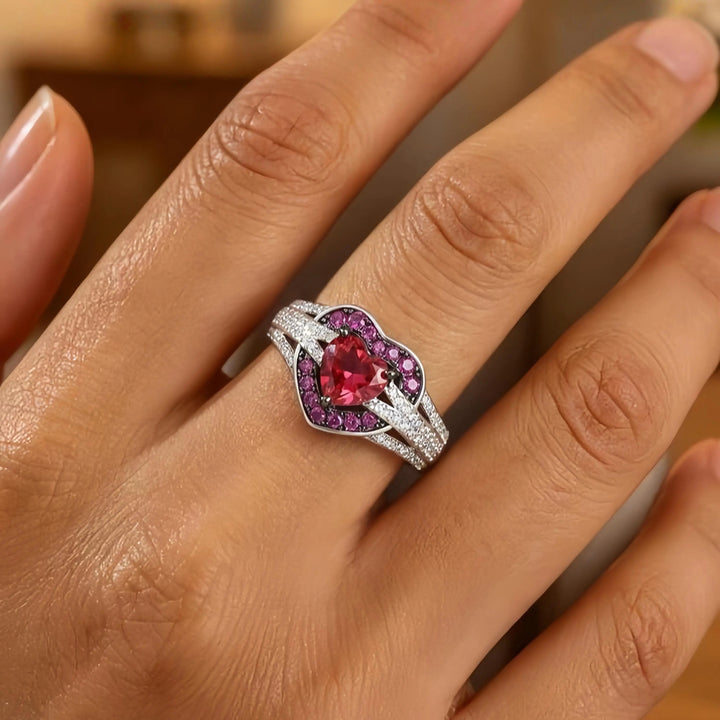 Moissanite Heart Halo Ring
