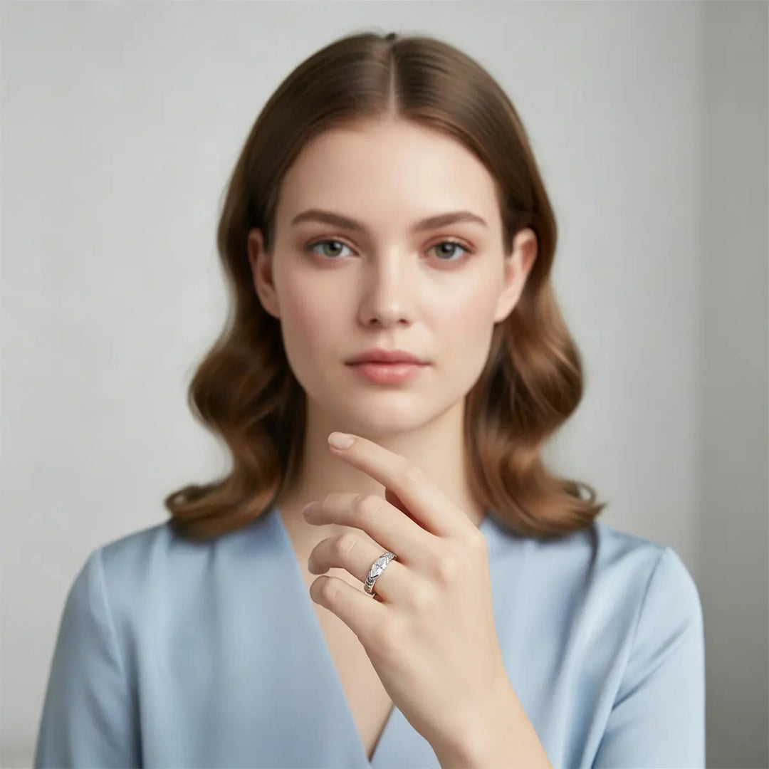 Marquise Moissanite Paved Ring