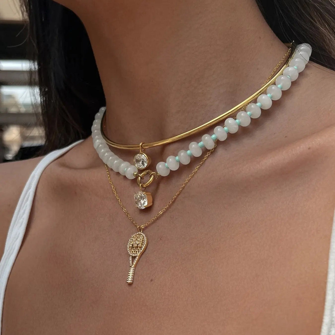 Stone Zircon Pendant Necklace