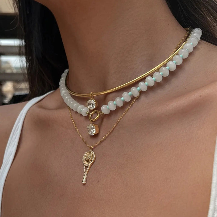 Stone Zircon Pendant Necklace
