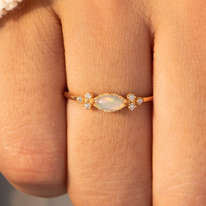 Oval Opal Band Ring