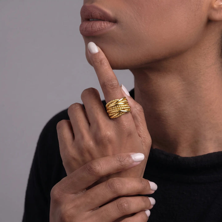 Intertwined Cable Band Ring