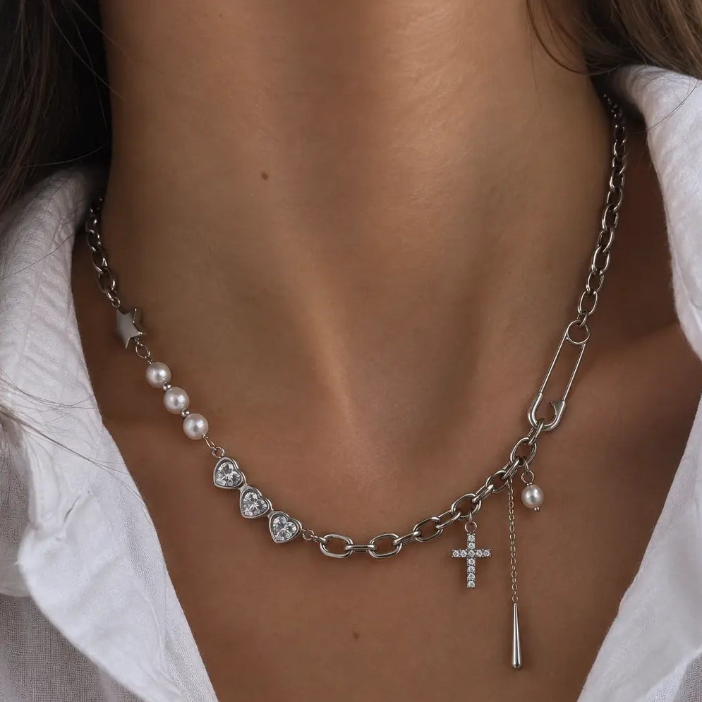 CZ Paperclip Necklace