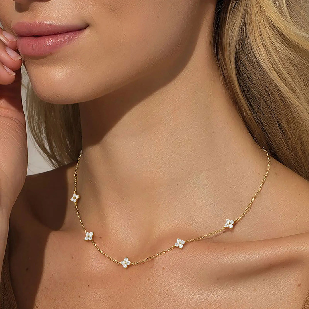 CZ Flower Collarbone Necklace