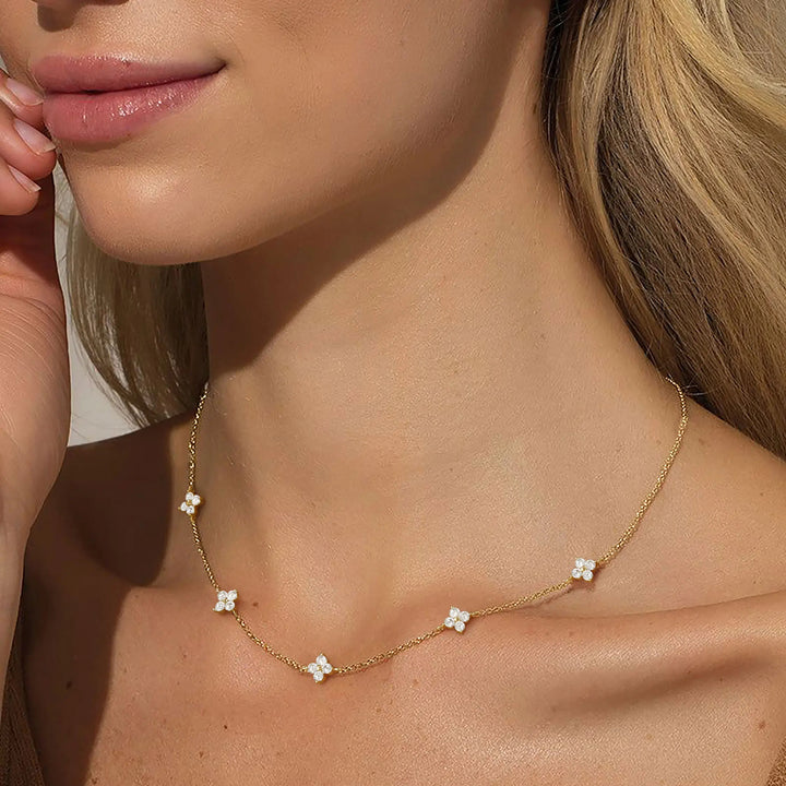 CZ Flower Collarbone Necklace