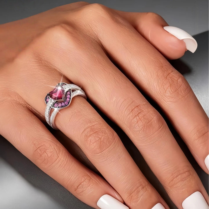 Moissanite Heart Halo Ring