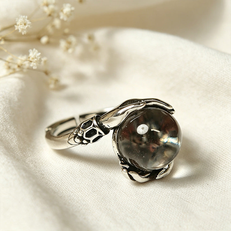 Crystal Ball and Bead-Wrapped Ring
