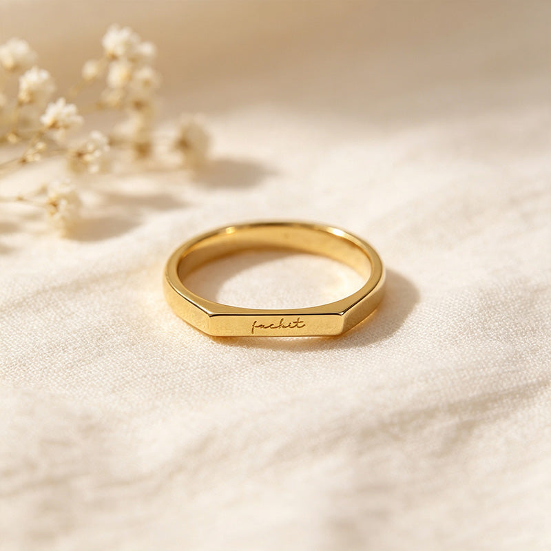 Minimalist Engraved Plain Band Ring