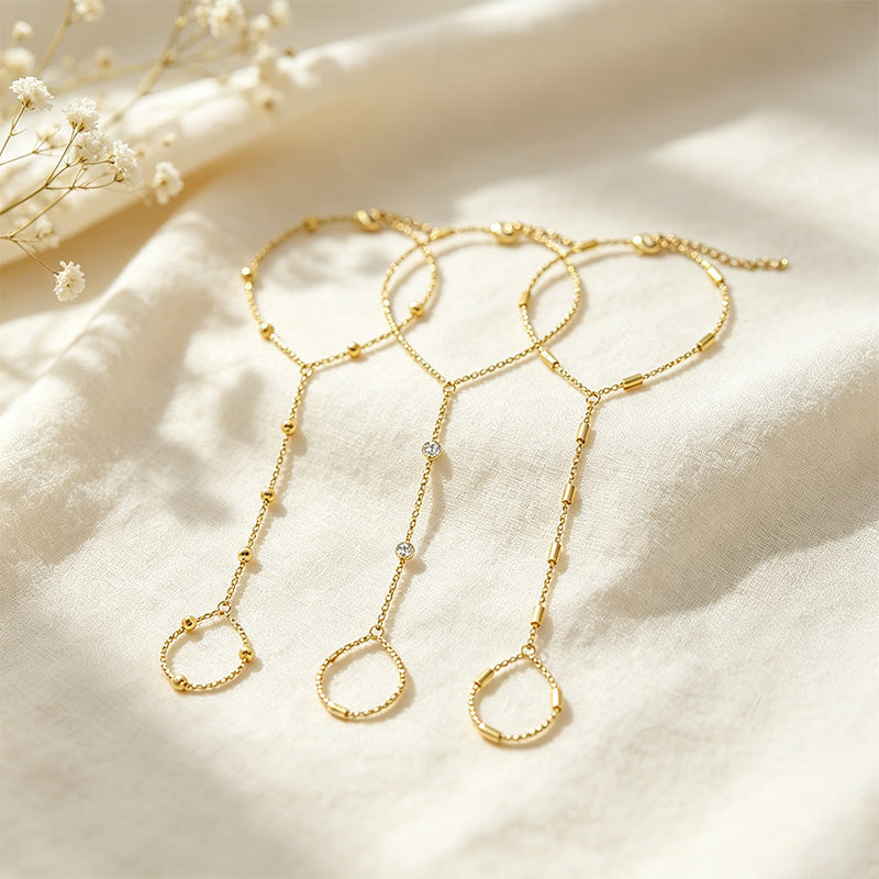Stackable Hand Chain Bracelet Set