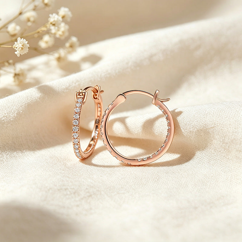 CZ Paved Hoop Earrings