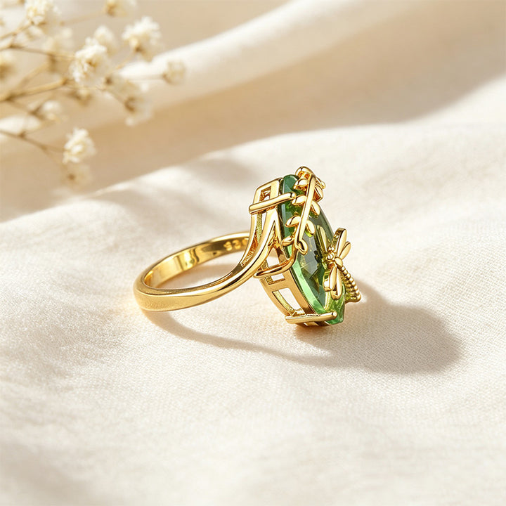 Olive Green Dragonfly Ring