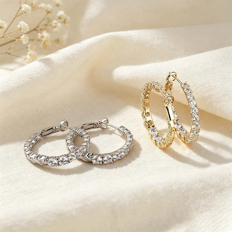 CZ Pavé Huggie Hoops