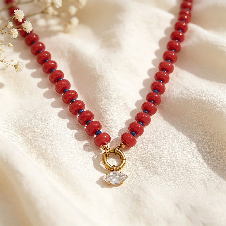 Stone Zircon Pendant Necklace