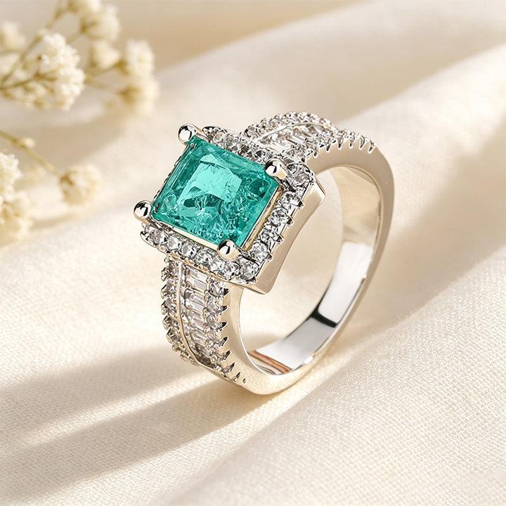 Emerald Green Halo Ring