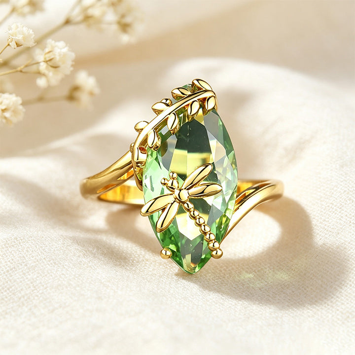 Olive Green Dragonfly Ring