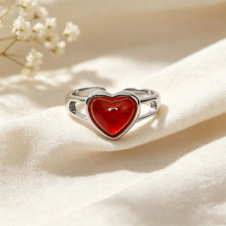Natural Carnelian Heart Ring