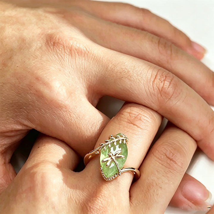 Olive Green Dragonfly Ring