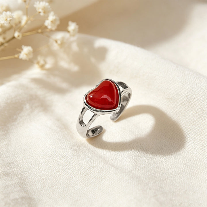 Natural Carnelian Heart Ring